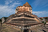 Chiang Mai - The Wat Chedi Luang. The massive chedi heavily damaged by an earthquake has been partially reconstructed apart from the spire since nobody can be sure what it looked like. 